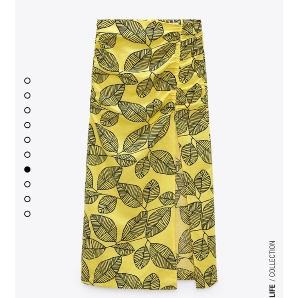 NEW! ZARA BLOGGERS FAVE Leaf Print Linen Blend High-Waisted Split Skirt … - Picture 4 of 8